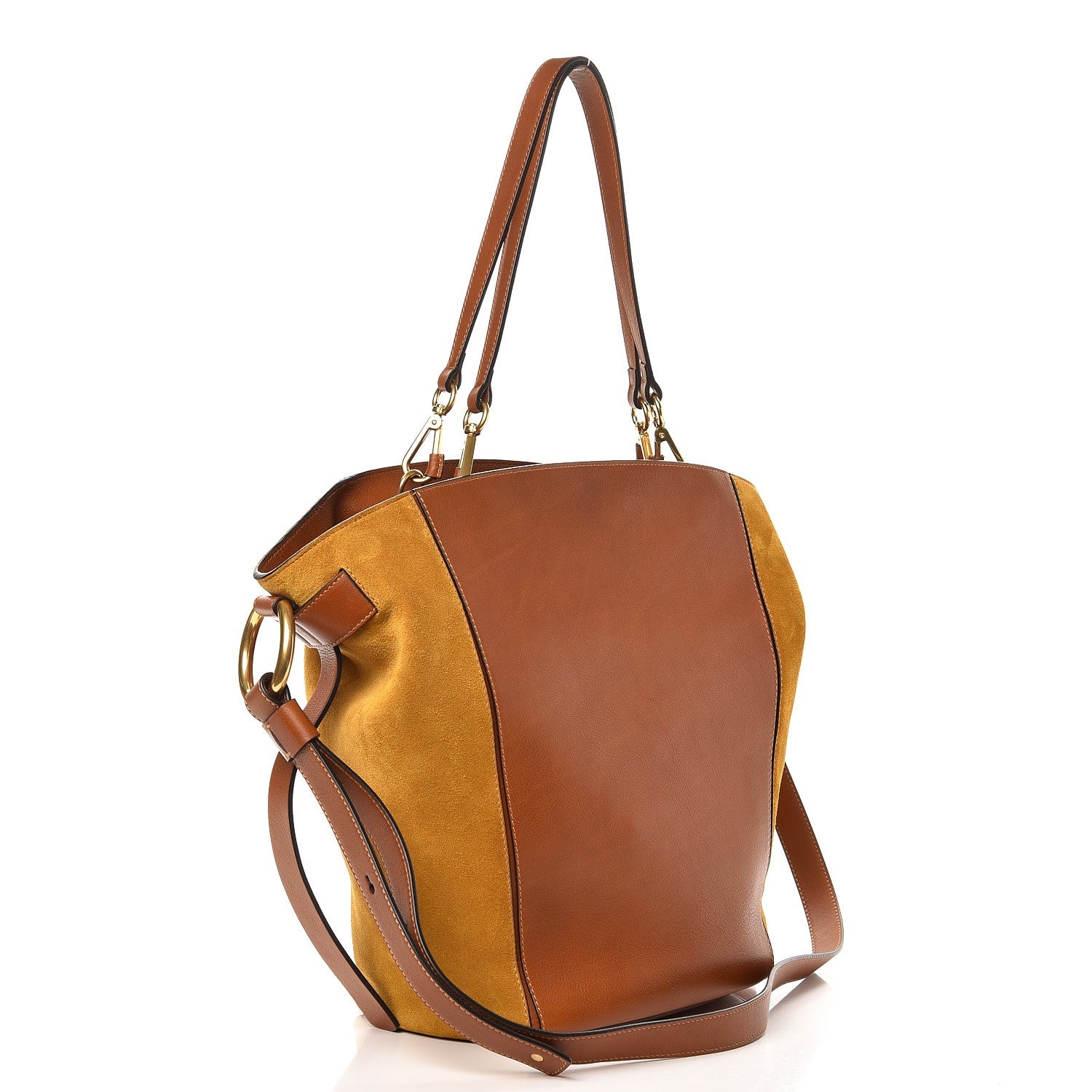 Chloe Smooth Calfskin Suede Medium Myer Double Carry Bag Caramel 3 of 11