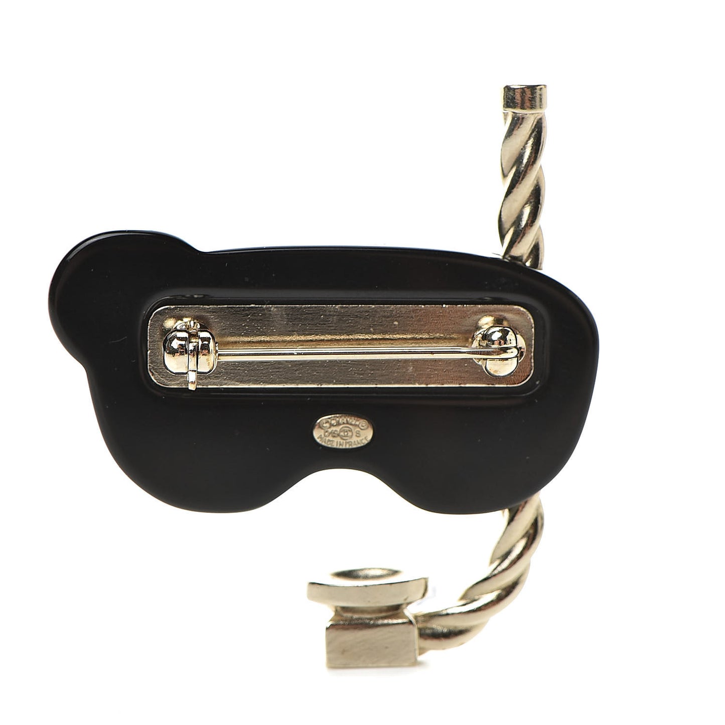 Resin Pearl Snorkeling CC Brooch Black White Gold