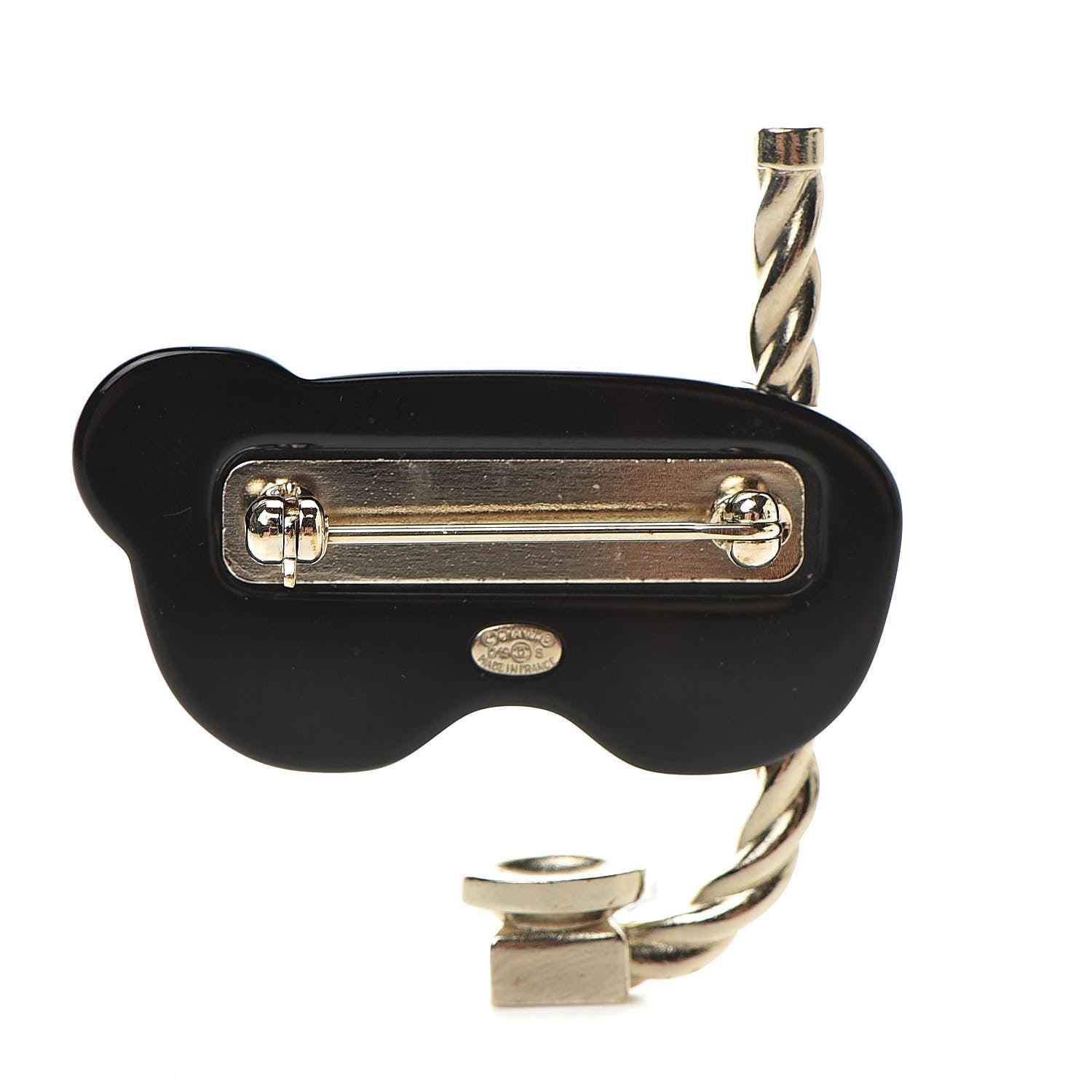 Chanel Resin Pearl Snorkeling CC Brooch Black White Gold 3 of 4