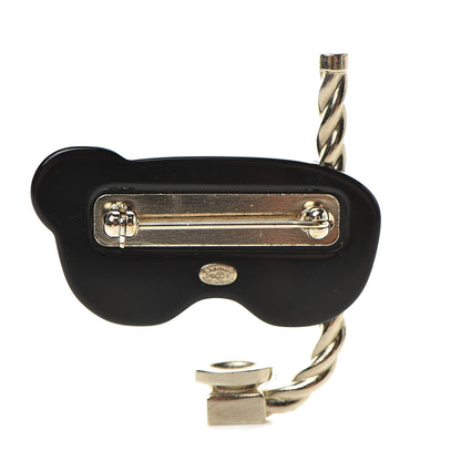 Chanel Resin Pearl Snorkeling CC Brooch Black White Gold 3 of 4
