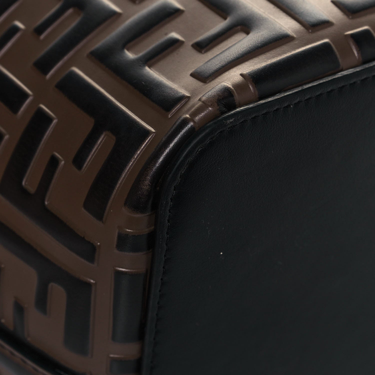 Fendi Vitello Grace F is Fendi Bi-Color FF 1974 Embossed Grande Mon Tresor Bucket Bag Maya Black Fragola 10 of 11