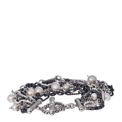 David Yurman Darkened Sterling Silver Hematite Pearl Multi-Row Bracelet 3 of 9