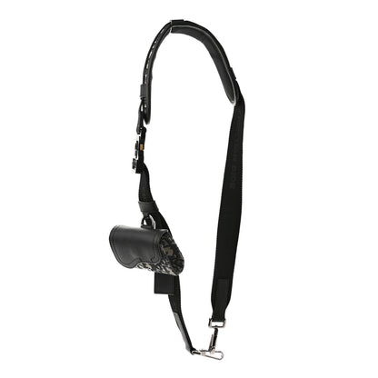 Christian Dior Oblique Grained Calfskin Adjustable Saddle Shoulder Strap With Pouch Black 1 of 12
