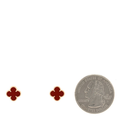 Van Cleef & Arpels 18K Rose Gold Carnelian Sweet Alhambra Earrings 2 of 5