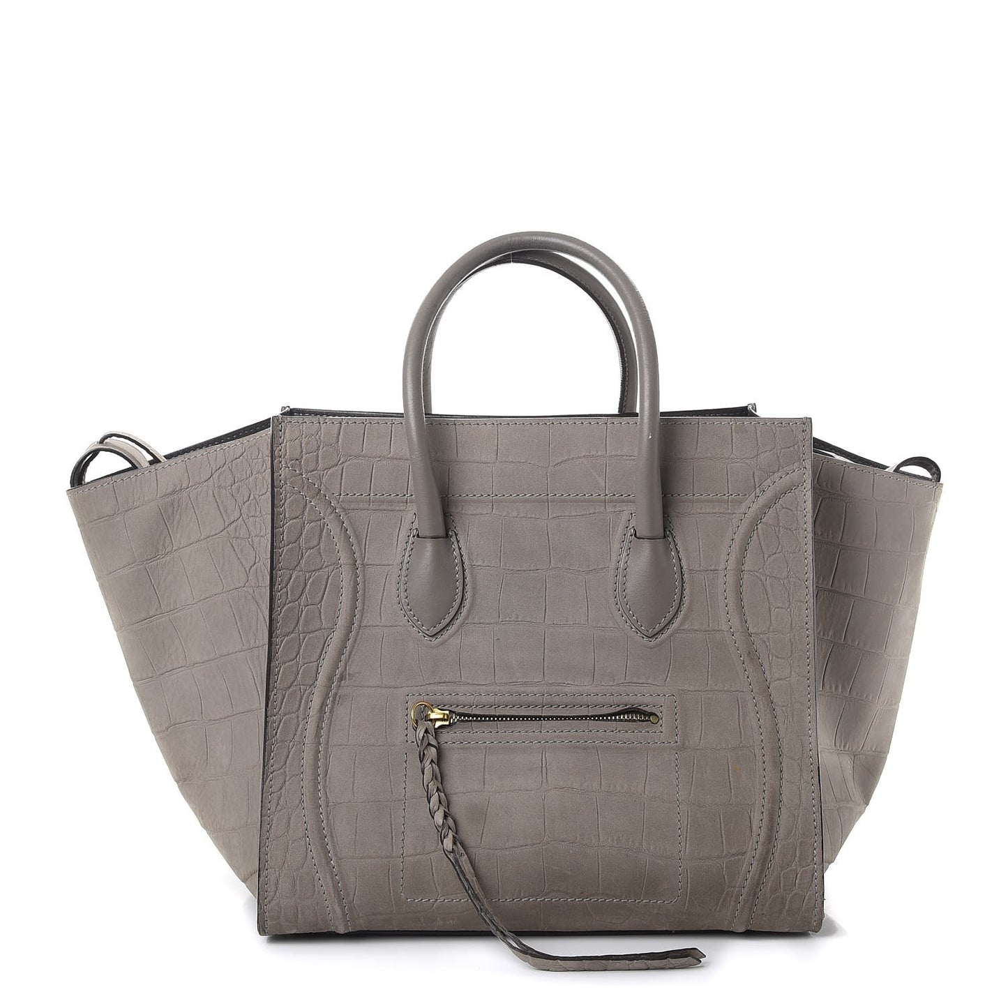 Crocodile Embossed Nubuck Medium Phantom Luggage Grey