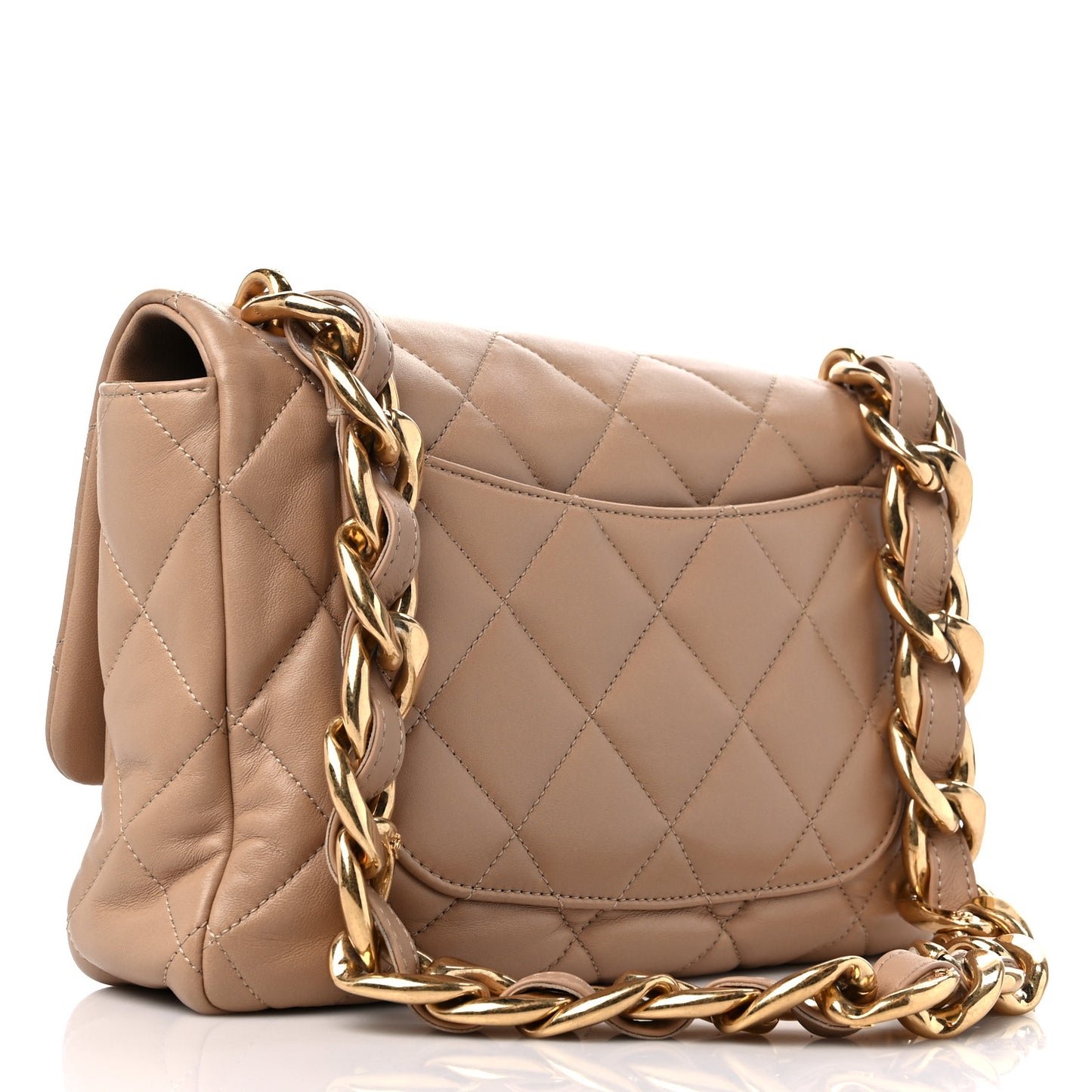 Lambskin Quilted Large CC Funky Town Flap Beige