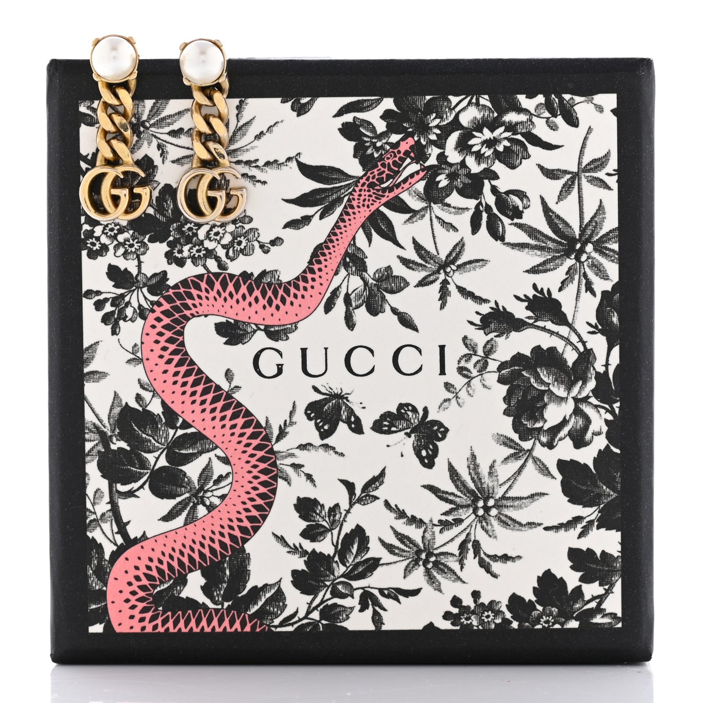 Metal Pearl Double G Earrings Gold