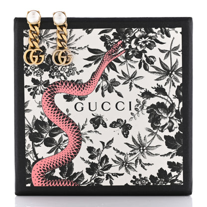 Gucci Metal Pearl Double G Earrings Gold 5 of 5