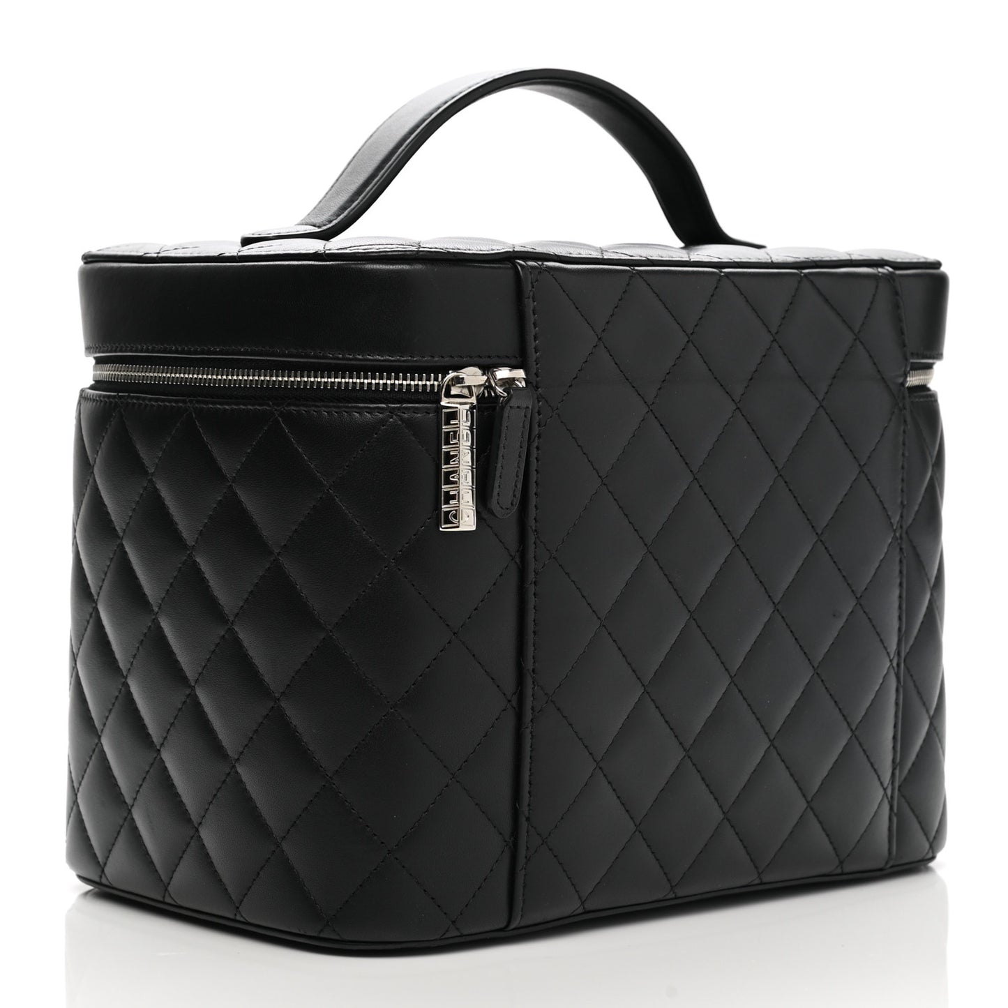 Lambskin Quilted Vanity Pouch Black
