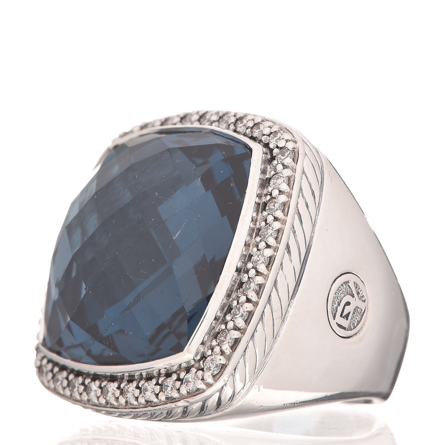 Sterling Silver Diamond Hampton Blue Topaz 20mm Albion Statement Ring 55 7