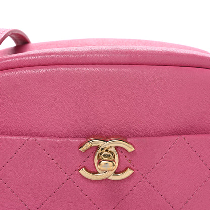 Chanel Goatskin Quilted Small Casual Trip Camera Case Dark Pink 8 of 10