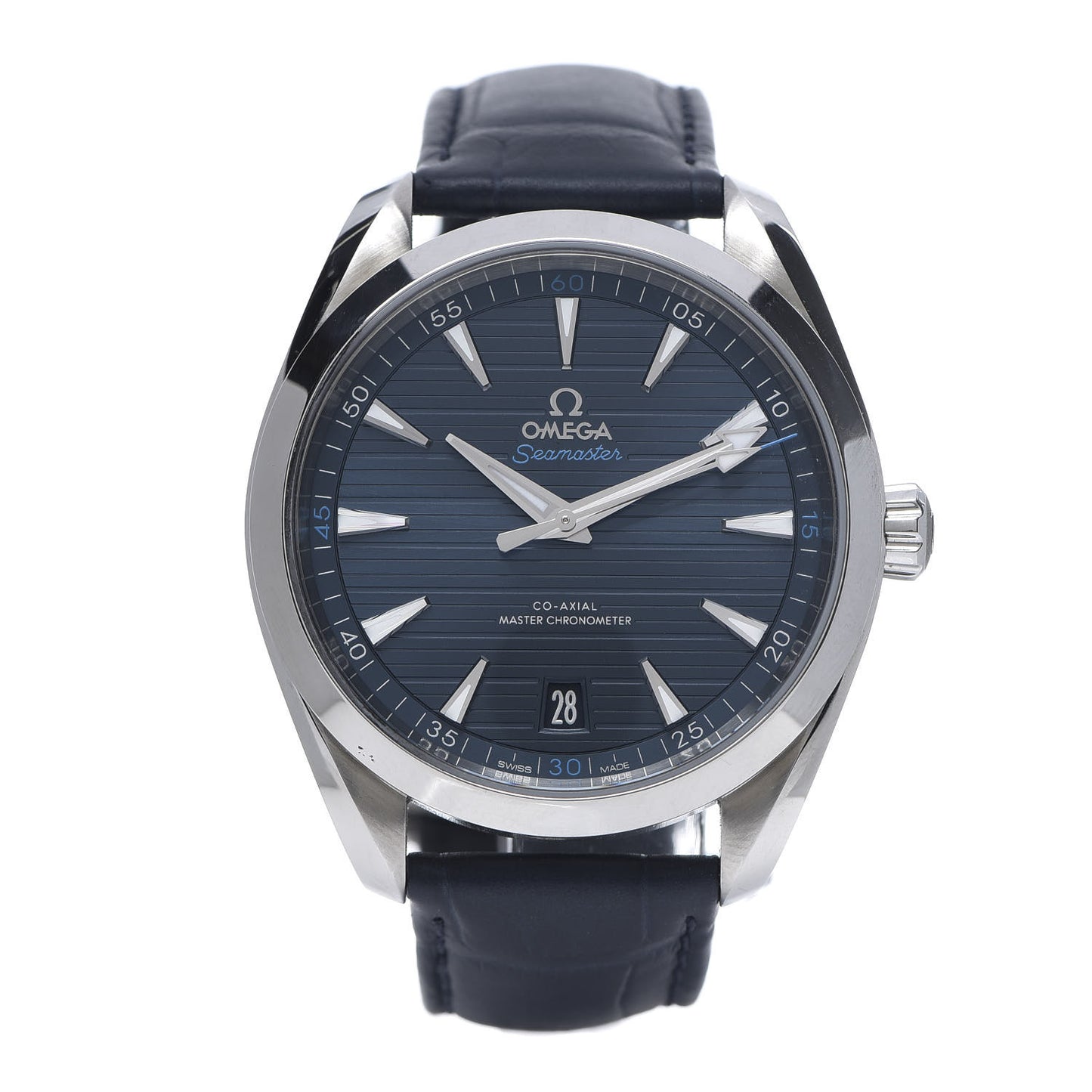 Stainless Steel Alligator 41mm Seamaster Aqua Terra Co-Axial Automatic Watch Blue 220.13.41.21.03.001