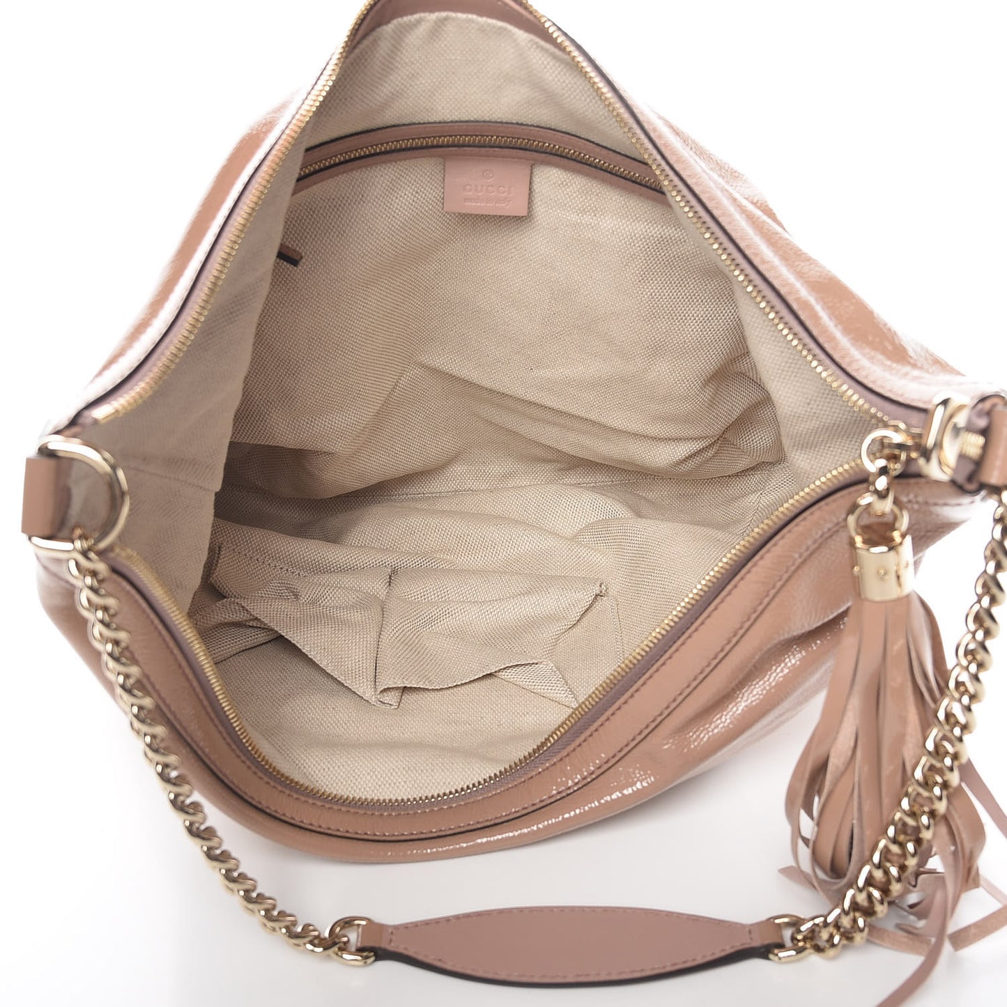 Patent Medium Soho Chain Hobo Dark Cipria
