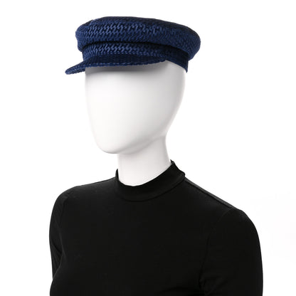 Hermes Velvet H en Biais Logo Embossed Vauban Cap 57 Bleu Fonce 2 of 9