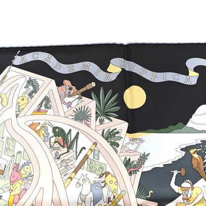 Hermes Silk Academia Hippica Scarf 90 Black Ardoise Rose 5 of 5