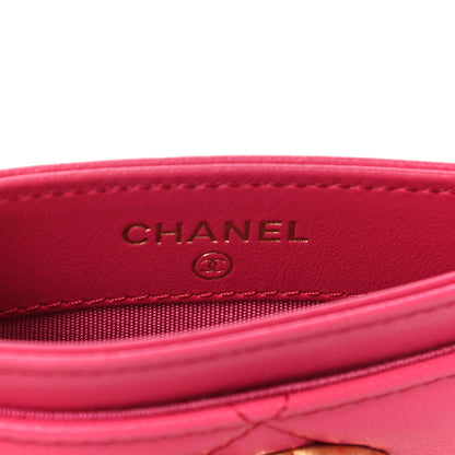 Chanel Shiny Goatskin Quilted 19 Card Holder Dark Pink 6 of 10