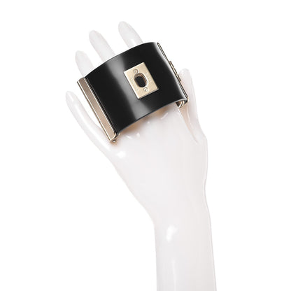 Chanel Glazed Calfskin CC Wide Cuff Black 2 of 6