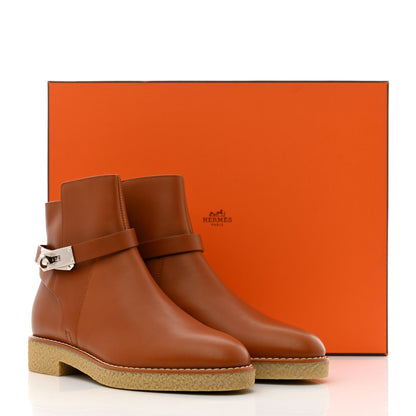 Hermes Heritage Calfskin History Ankle Boots 38 Naturel 9 of 9