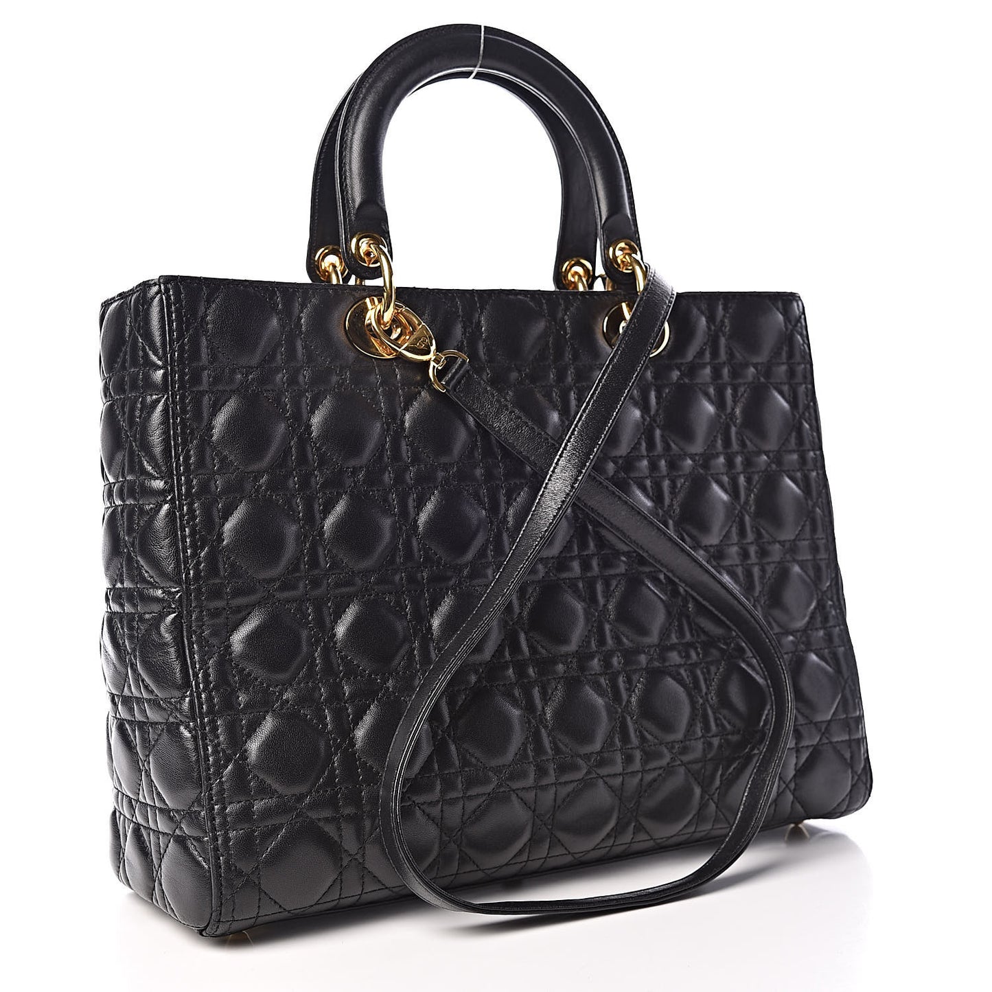 Lambskin Cannage Large Lady Dior Black