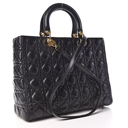 Christian Dior Lambskin Cannage Large Lady Dior Black 3 of 17