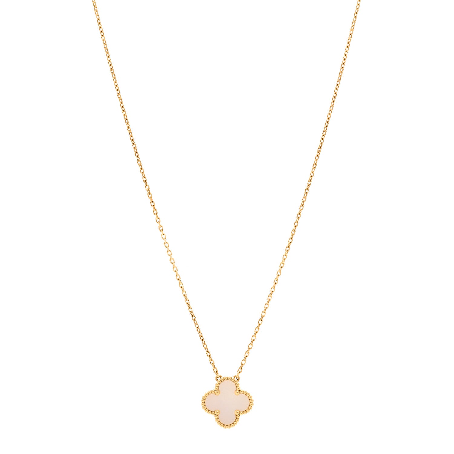 Van Cleef & Arpels 18K Yellow Gold Mother of Pearl Vintage Alhambra Pendant Necklace 1 of 5