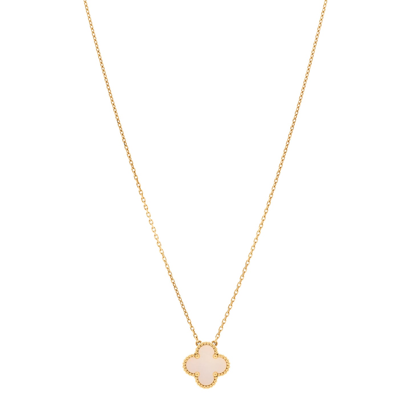 18K Yellow Gold Mother of Pearl Vintage Alhambra Pendant Necklace