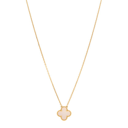 Van Cleef & Arpels 18K Yellow Gold Mother of Pearl Vintage Alhambra Pendant Necklace 1 of 4