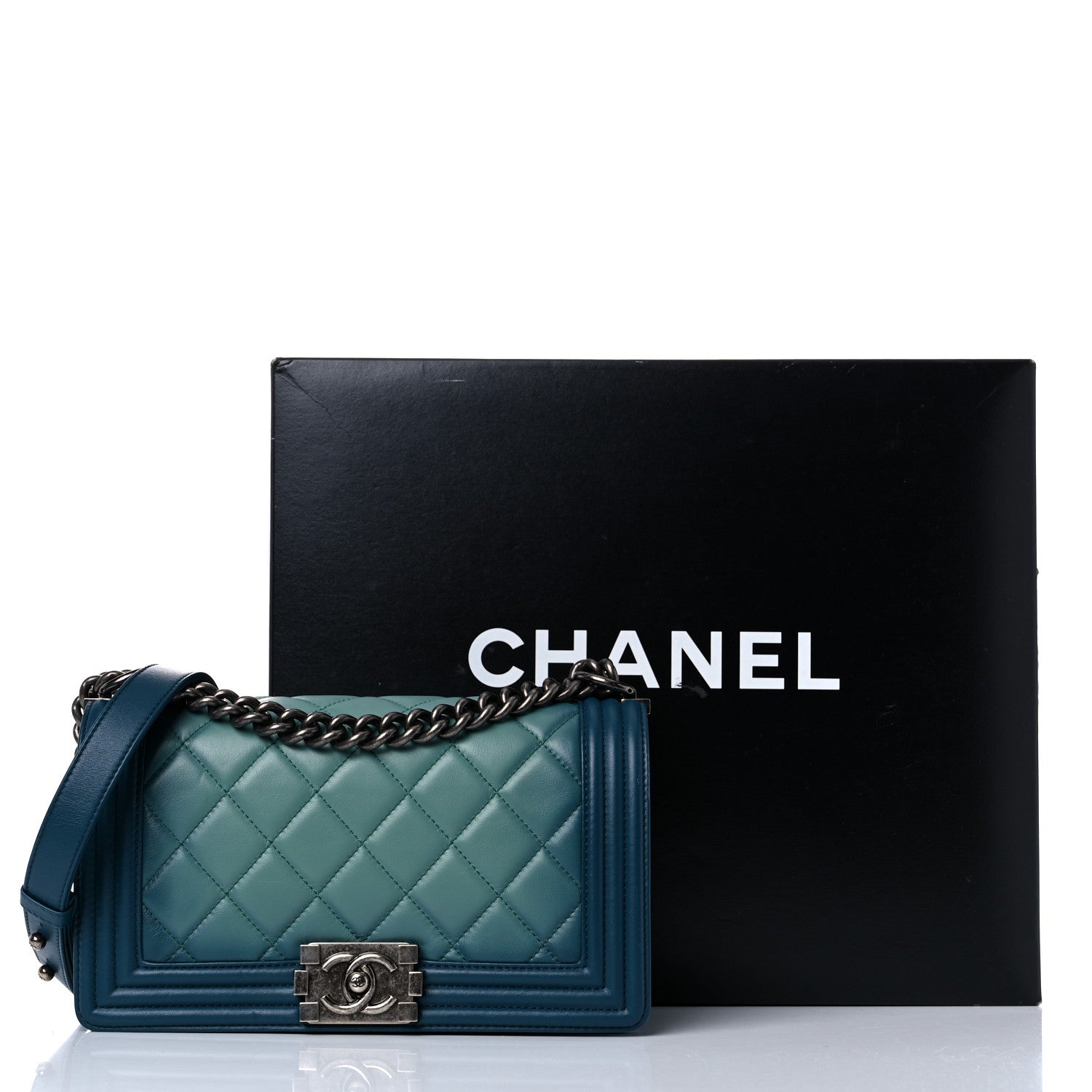 Chanel Calfskin Ombre Faded Quilted Medium Boy Flap Green 18 of 18