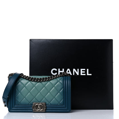 Chanel Calfskin Ombre Faded Quilted Medium Boy Flap Green 18 of 18