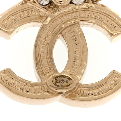Chanel Crystal CC Bow Dangle Earrings Gold 4 of 5