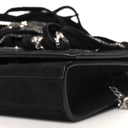 Saint Laurent Suede Fringe Chain Small Monogram Satchel Black 9 of 10