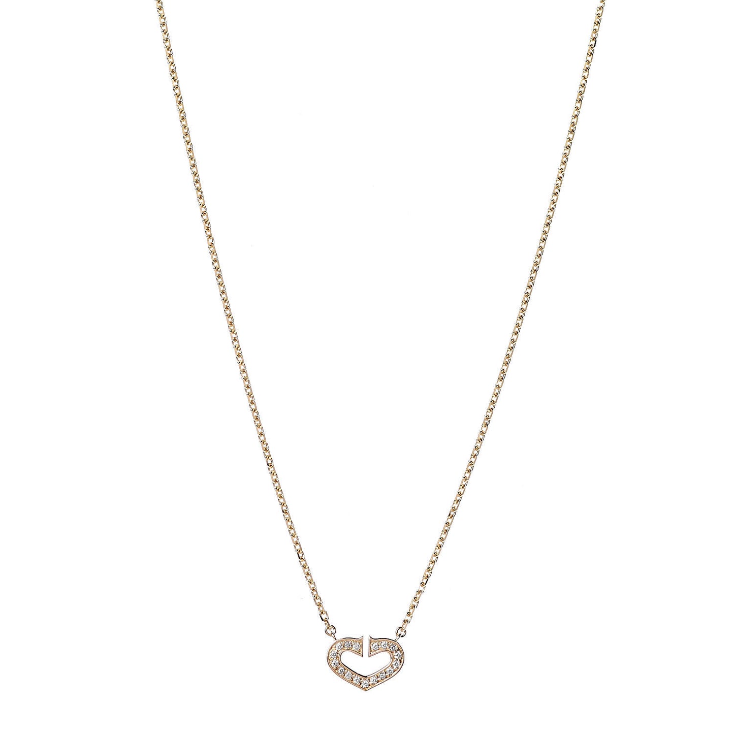 18K Yellow Gold Diamond Hearts And Symbols Pendant Necklace