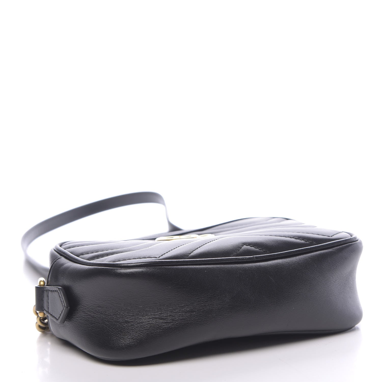 Gucci Calfskin Matelasse Mini GG Marmont Chain Shoulder Bag Black 4 of 12