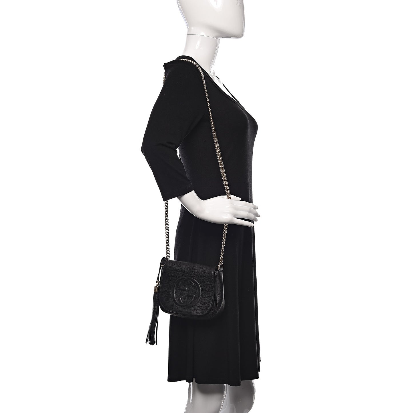 Pebbled Calfskin Small Soho Flap Crossbody Black