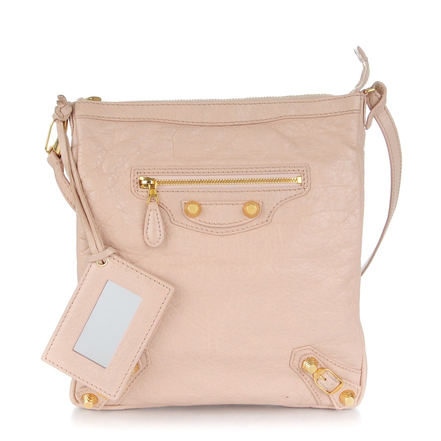 Agneau Giant 12 Gold Hardware Flat Crossbody Rose Aubepine