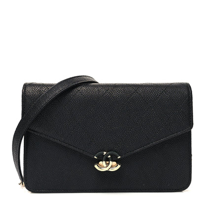 Chanel Grained Calfskin Quilted Cuba Wallet On Chain WOC Black 1 of 11