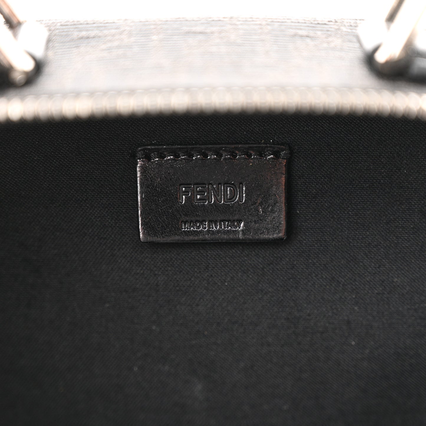 Recycled Fabric Jacquard Vitello Astro Micro FF Mini Trolley Bag Asfalto Black