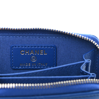 Chanel Goatskin Quilted Chanel 19 Zip Around Coin Purse Wallet Blue 6 of 10