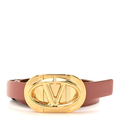 Valentino Garavani Calfskin VLogo Reversible Belt 70 28 Poudre Brown 1 of 4