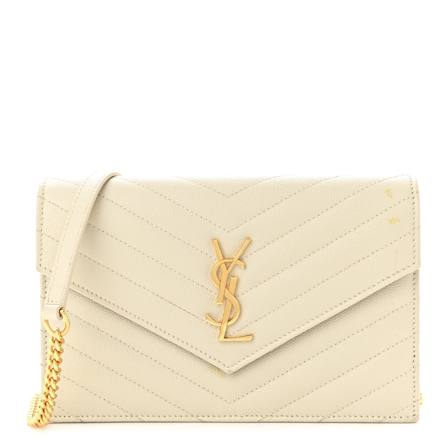 Grain De Poudre Matelasse Chevron Cassandre Envelope Chain Wallet Nude Powder