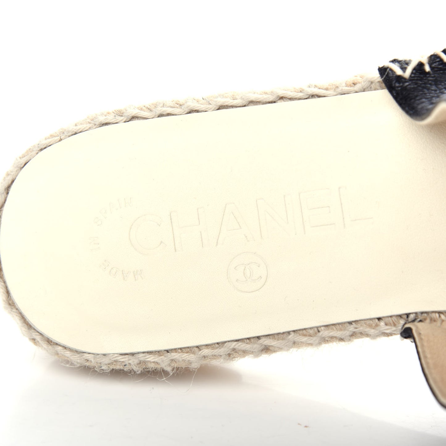 Goatskin Patent CC Espadrille Mules 38 Black
