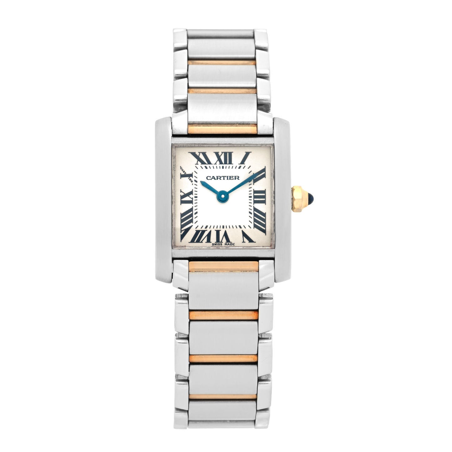 Stainless Steel 18K Yellow Gold 20mm Tank Francaise Quartz Watch