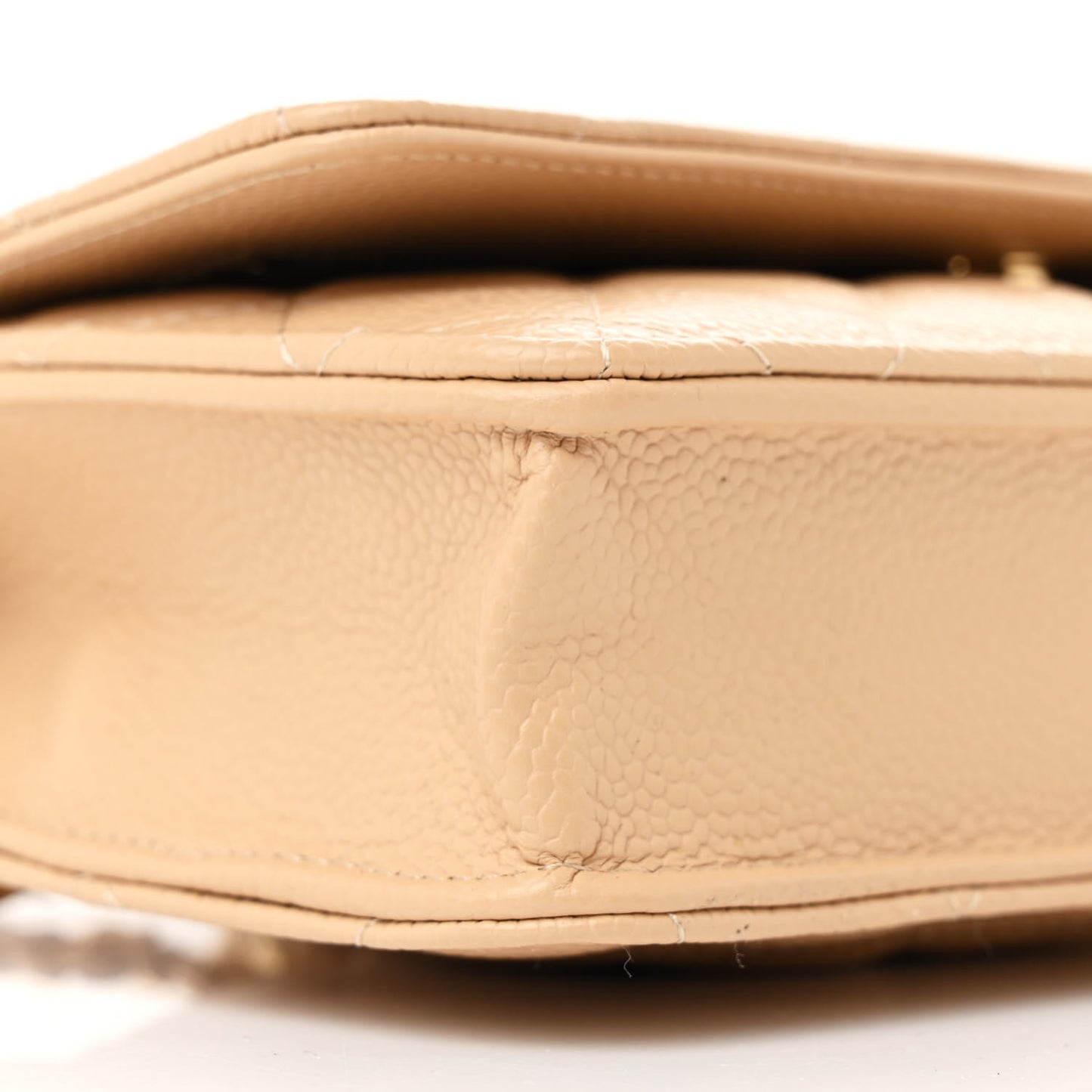 Caviar Quilted Wallet on Chain WOC Beige