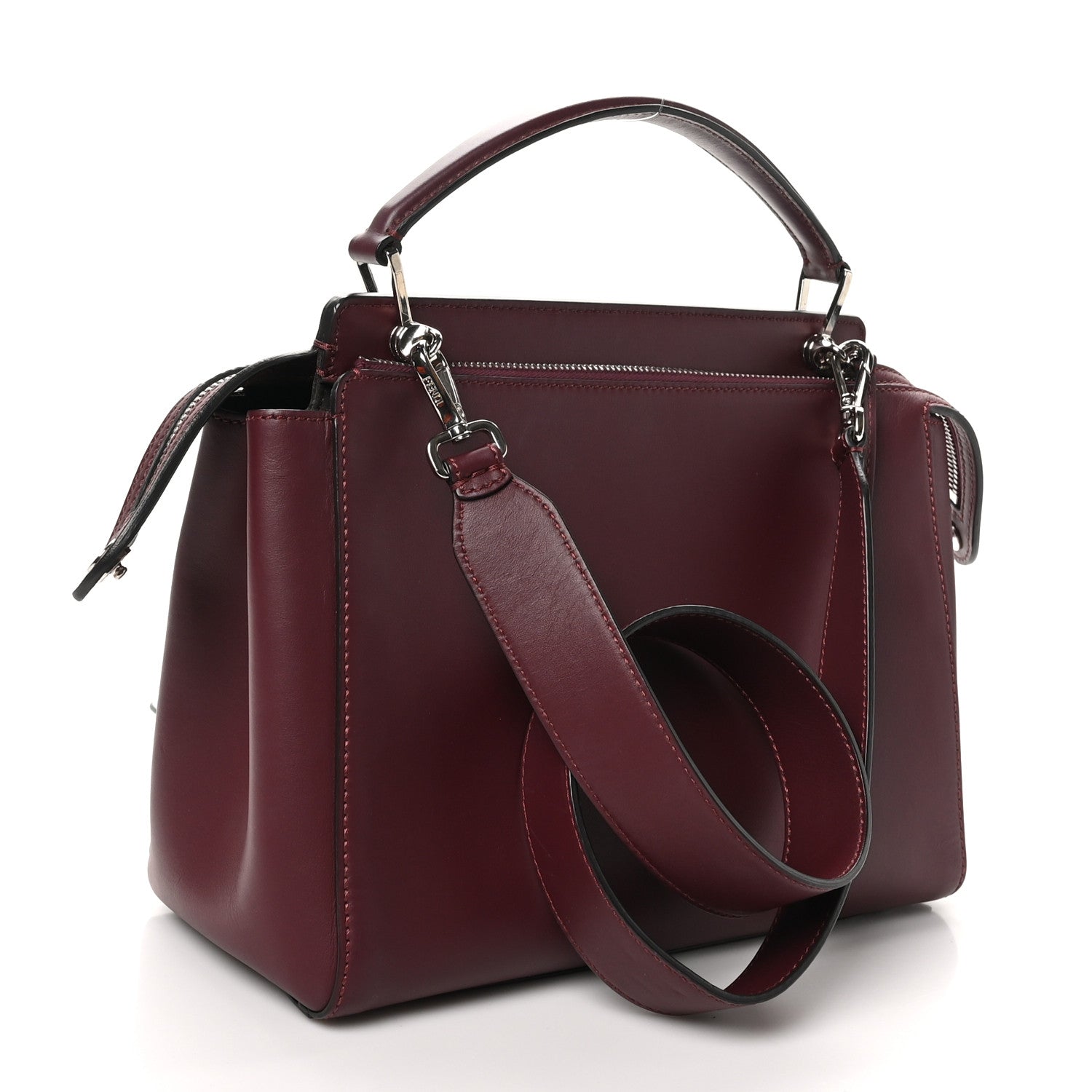 Fendi Vitello Baltico Dolce Shiny Nappa Lace Up DotCom Satchel Bordeaux 4 of 12