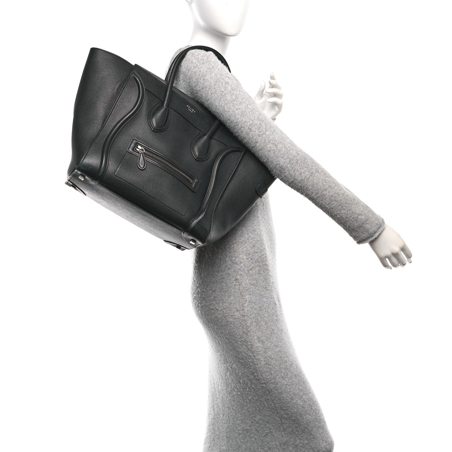 Celine Drummed Calfskin Mini Luggage Black 2 of 12