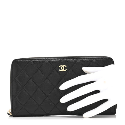 Chanel Caviar Quilted Large Zip Around Organizer Wallet Black 2 of 11