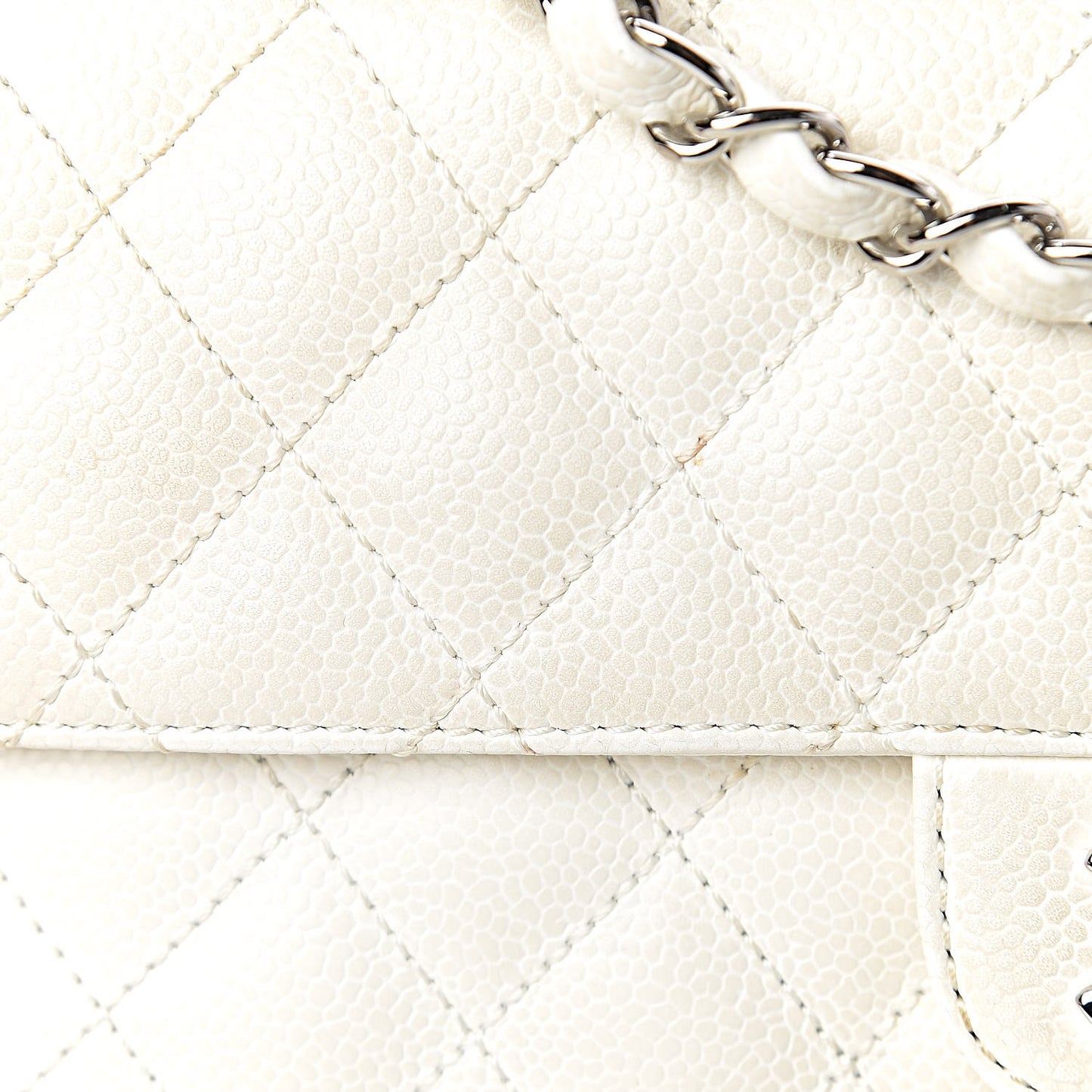 Caviar Quilted East West Flap White