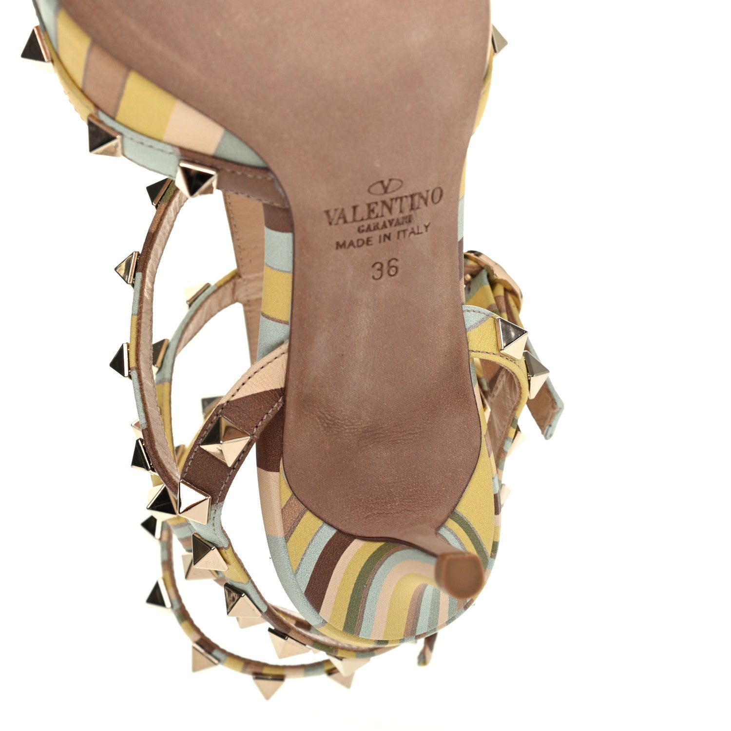 Valentino Garavani Nappa Native Couture 1975 Rockstud Ankle Strap Low Heel Pumps 36 Multicolor 12 of 13