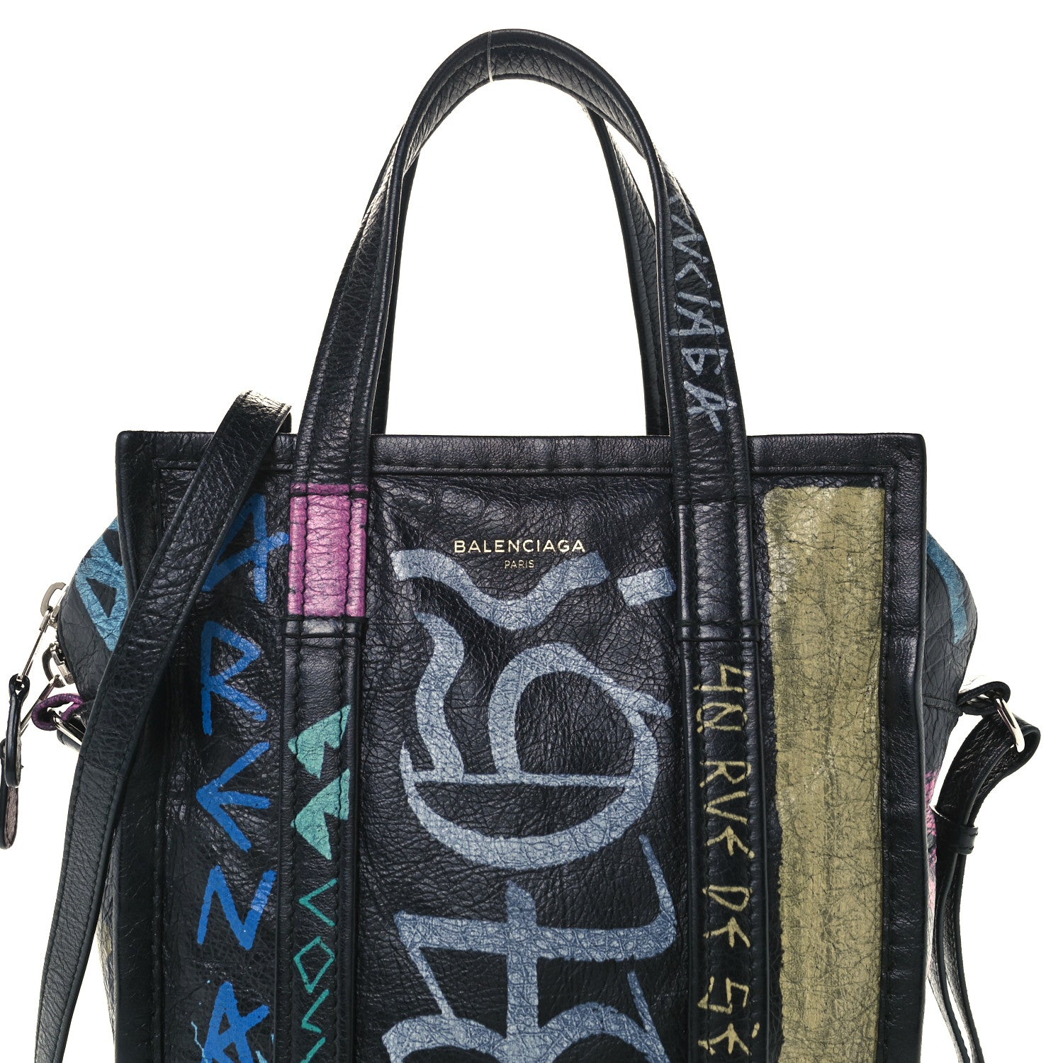 Balenciaga Agneau Arena Graffiti All Over XS Bazar Shopper Tote Black Multicolor 8 of 10
