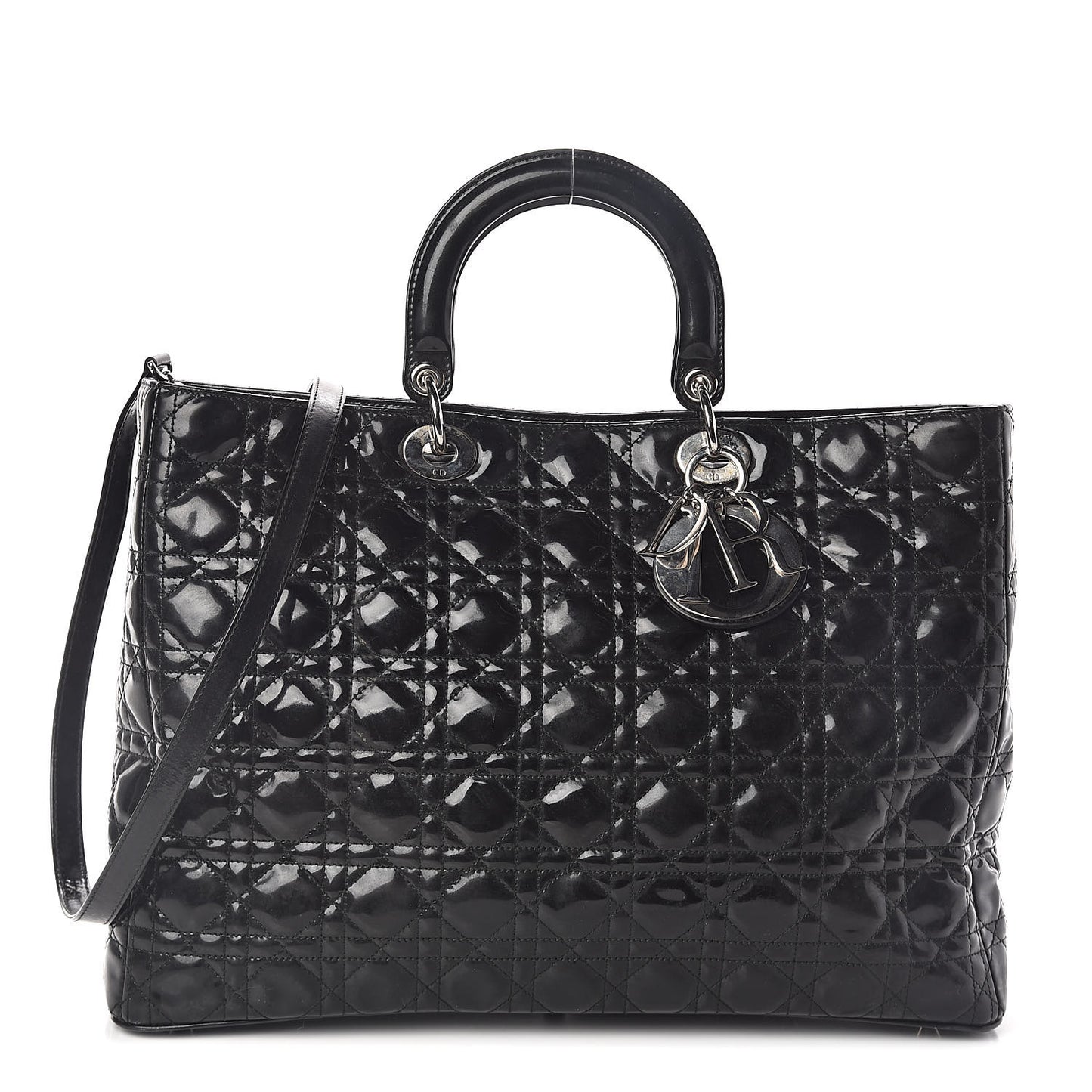 Patent Cannage Large Lady Dior Black